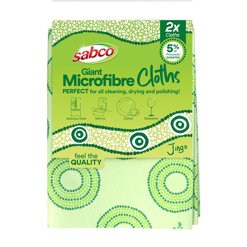 SABCO JINGO GIANT MICROFIBRE CLOTHS 2PK