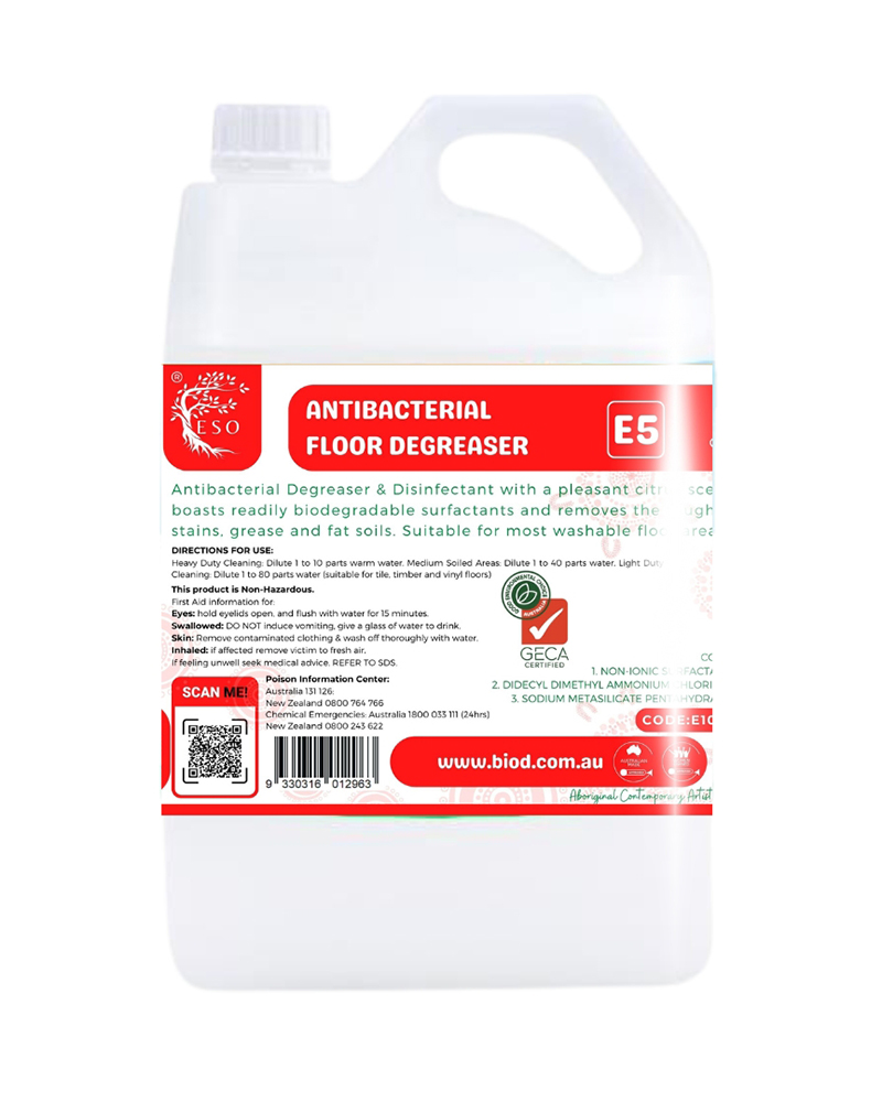 E5 - ESO ANTIBACTERIAL FLOOR DEGREASER-5L GECA APPROVED