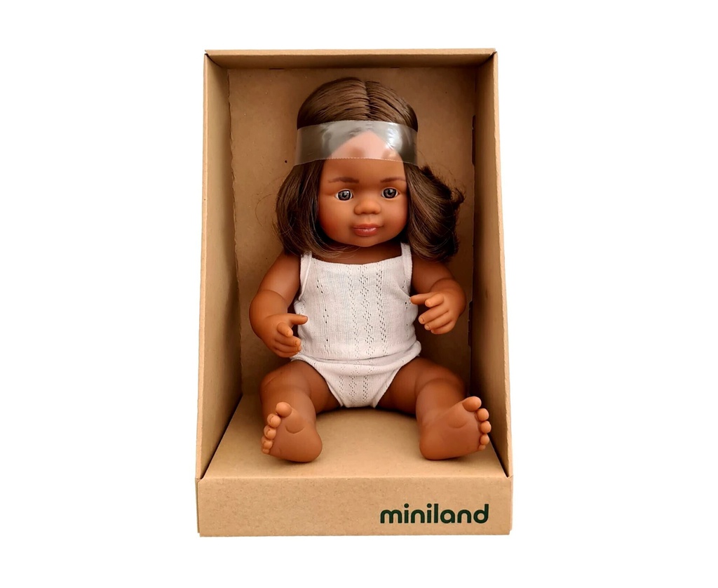 MINILAND DOLL ABORIGINAL &amp; TORRES STRAIT ISLANDER GIRL 38CM BOXED 31182