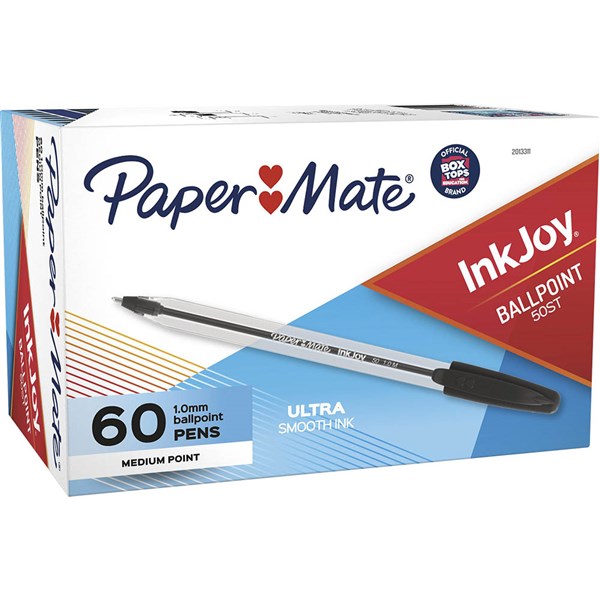 PAPERMATE INKJOY 100 BALLPOINT PENS MEDIUM BLACK BOX 60