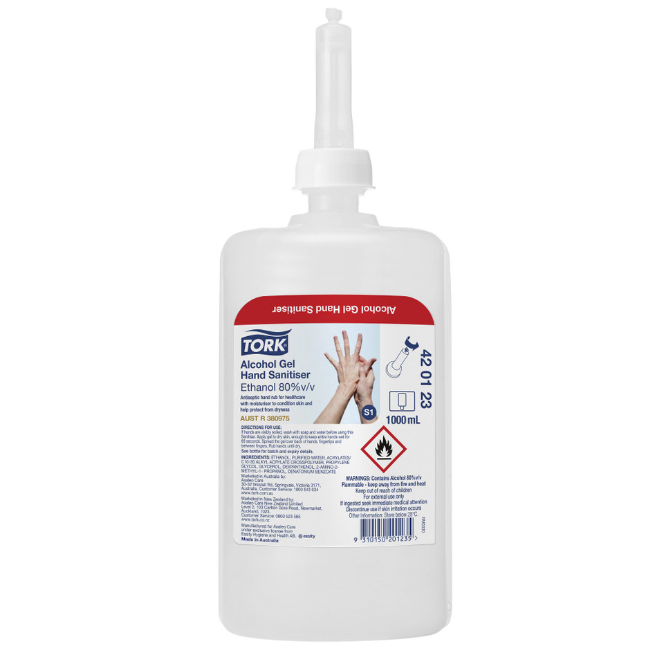 TORK 420123 ALCOHOL GEL HAND SANITISER S1 TRANSPARENT 1000ML