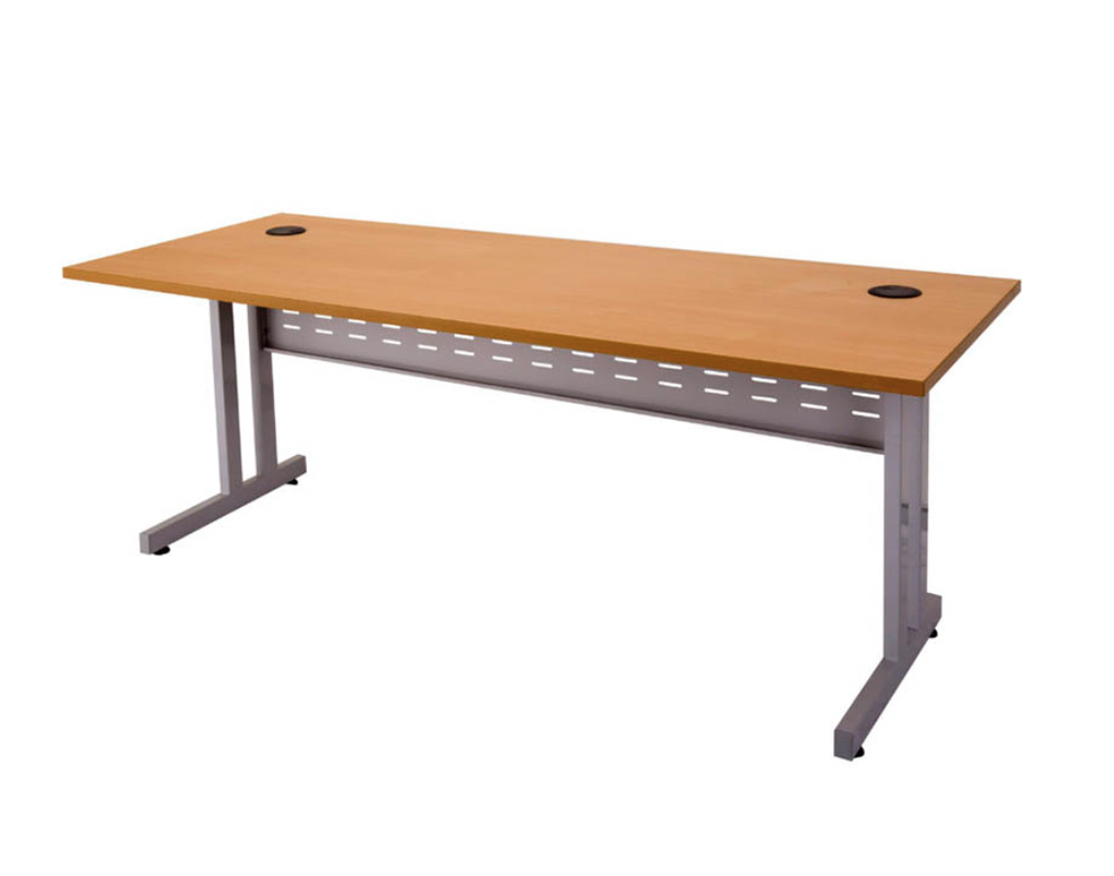 RAPID SPAN C LEG DESK WITH METAL MODESTY PANEL 1500 X 700MM (BEECH/SILVER)