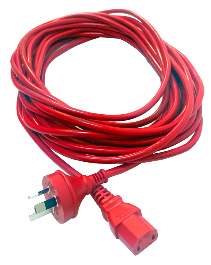 Cleanstar – 10m Red Powercord Iec Straight Pin - 2core