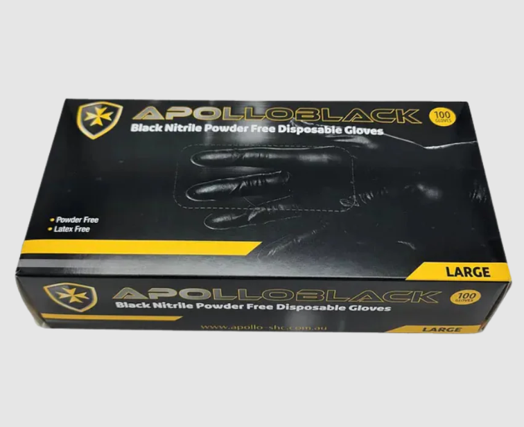 Black-Nitrile Powder Free Disposable Gloves – Large