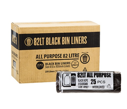75lt - 82lt Bin Liners Black (Ctn 250)