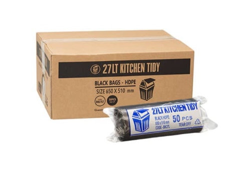 Black Kitchen Tidy Bin Liners - 20 Rolls X 50 (Ctn 1000) – 27L