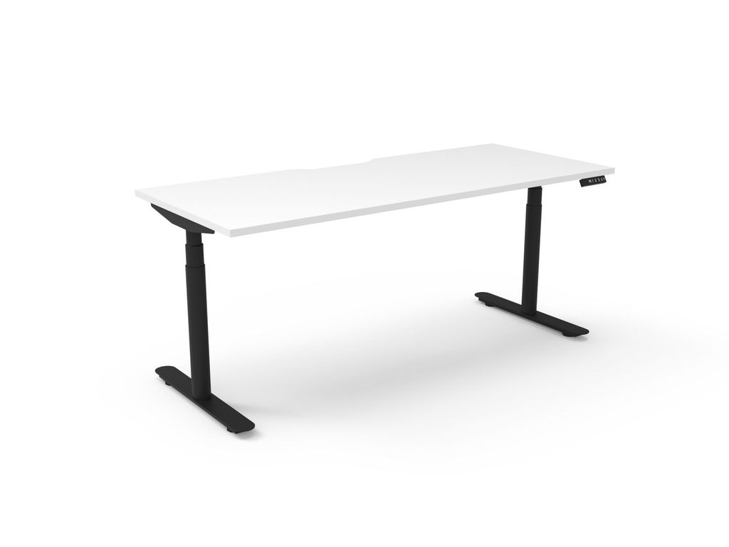 Halo+ Single Sided Desk – 1800mm W x 750mm D – Natural White Top & Black Satin Frame