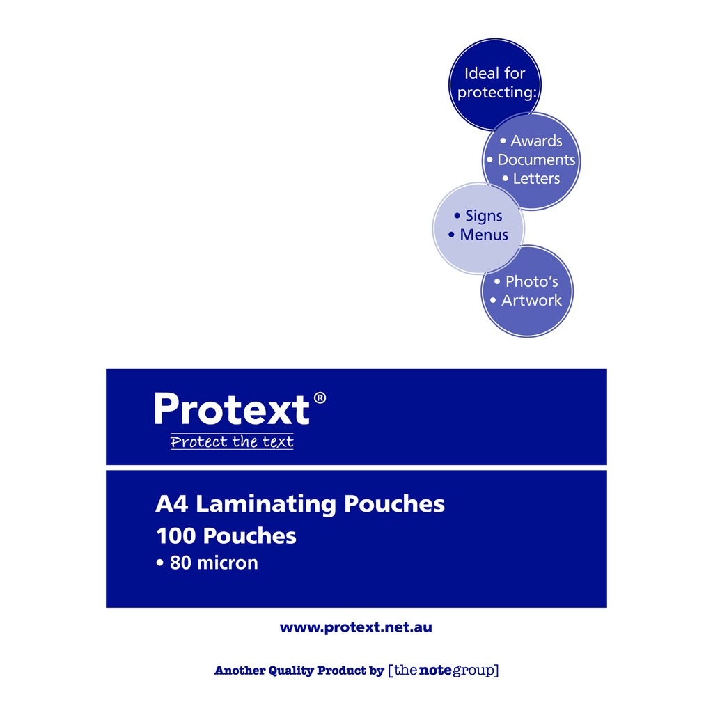Protext A4 Laminating Pouches Gloss 80 Micron – Pack of 100 (ShopBag)