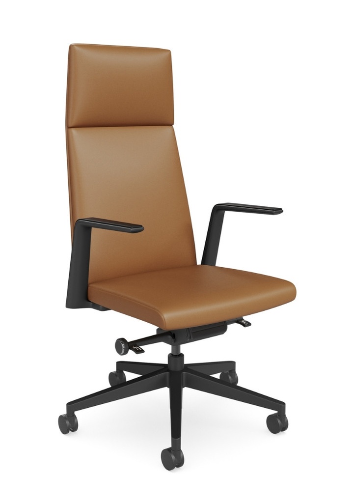 Parker Executive Office Chair -  High Back & Black Base (Mocha)