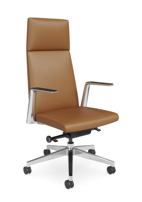 Parker Executive Office Chair -  High Back &  Aluminium Base (Mocha)