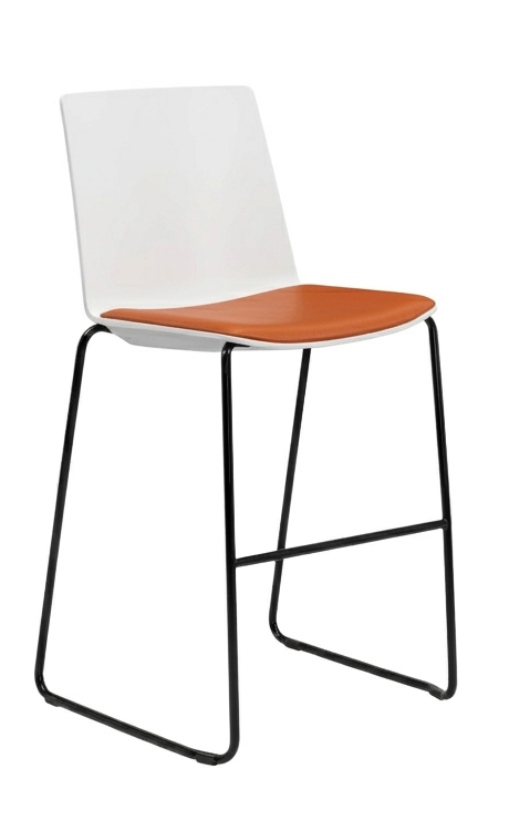 Jubel Stool 76 Black Sled White Shell with Seat Pad