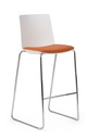 Jubel Stool 66 Chrome Sled White Shell with Seat Pad