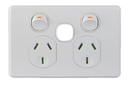 Trader Puma 2 Gang Switched Power Point with Extra Switch – 10A 250V (Kimaka)