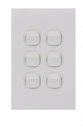 Trader Clouded Leopard 6 Gang Vertical Switch – Matt White (Kimaka)