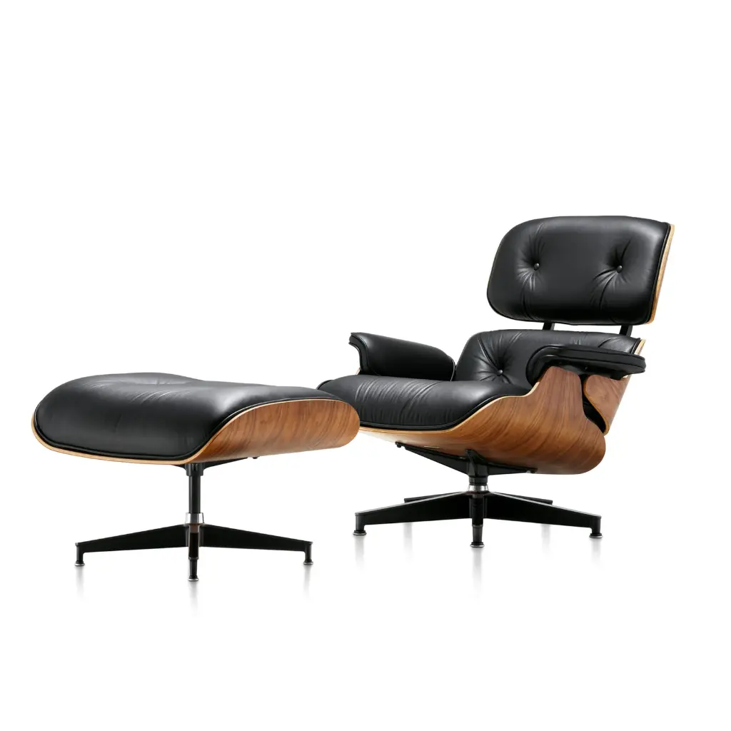 Herman Miller Eames Lounge Chair & Ottoman – Walnut / Black Leather