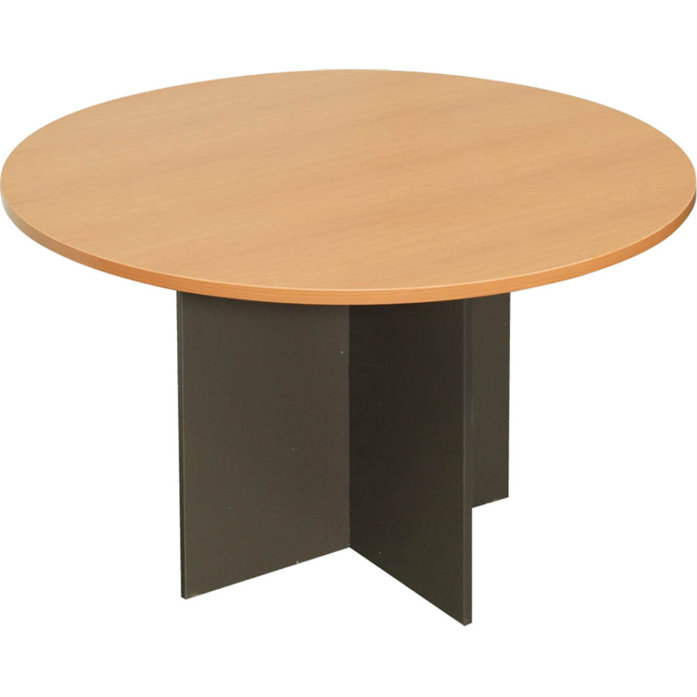 Rapidline Round Meeting Table – 900mm (Beech/Ironstone)