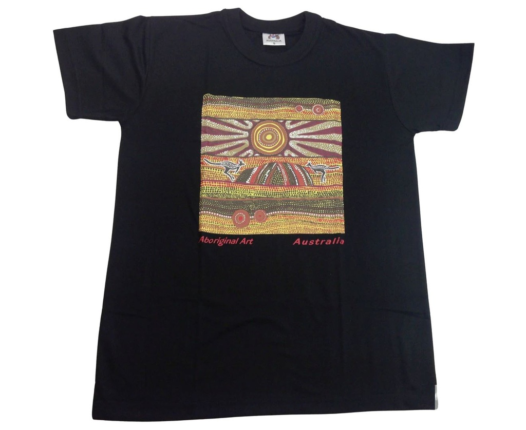 MENS AUSTRALIA T SHIRT ABORIGINAL ART 100% COTTON SOUVENIR INDIGENOUS TEE