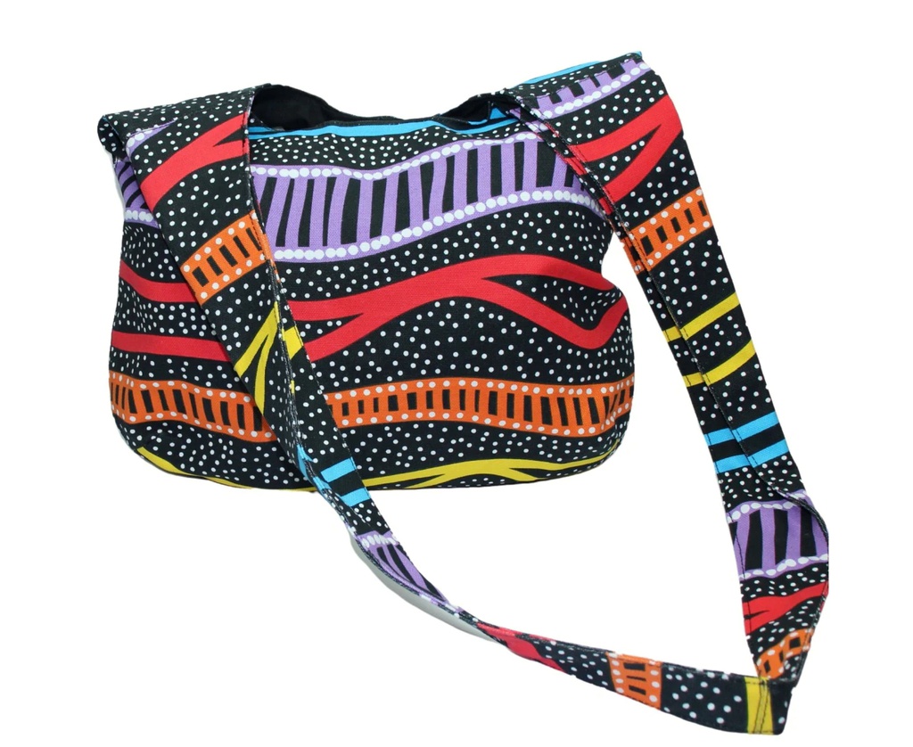 BAG CROSS BODY ABORIGINAL DESIGN - GUDUHU GALBA (RAINBOW RIVER) - JEDESS HUDSON