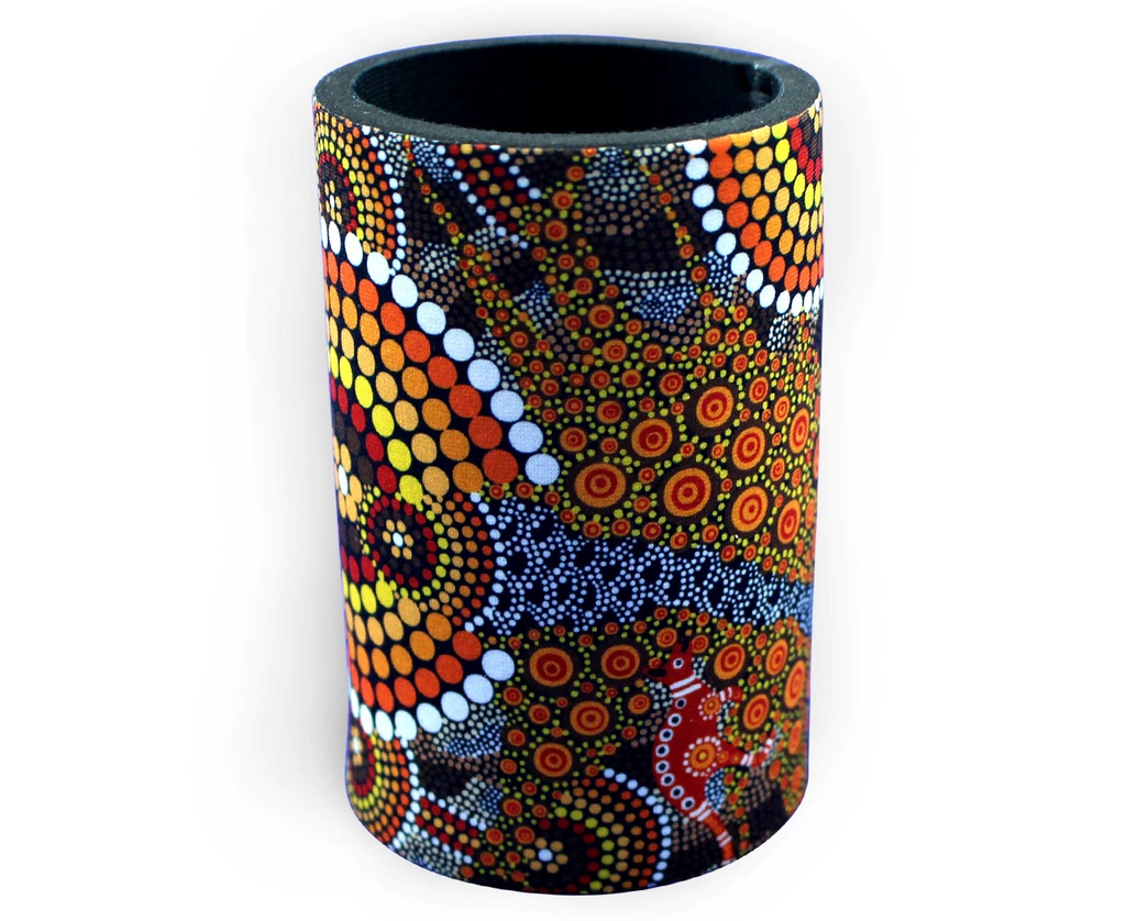 STUBBY COOLER X2 ABORIGINAL DESIGN - COLOURS OF THE LAND DESIGN - COLIN JONES