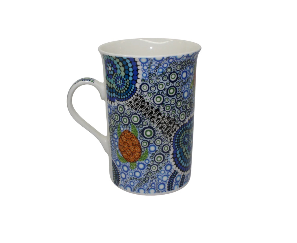 COFFEE MUG ABORIGINAL DESIGN - COLOURS OF THE REEF DESIGN - COLIN JONES