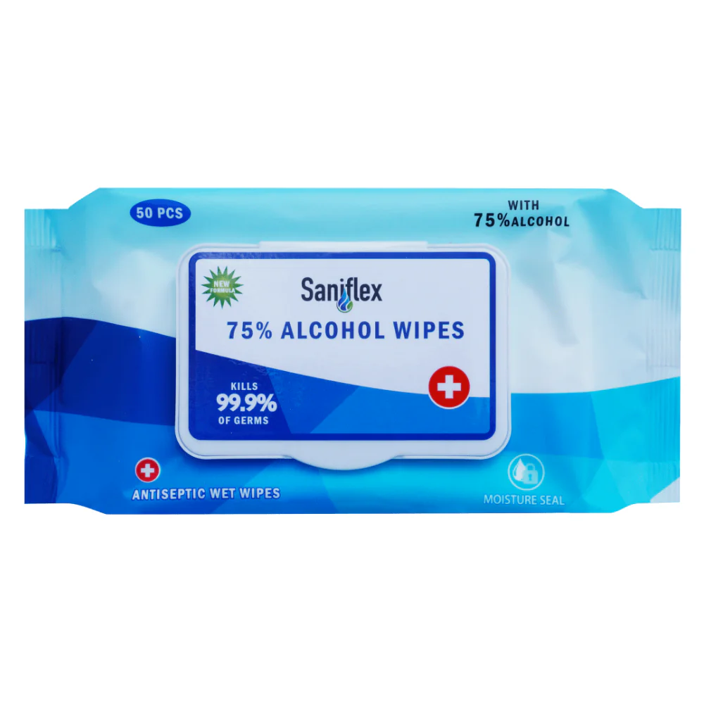SANIFLEX 75% ALCOHOL SANITARY WIPES - 50 PACK