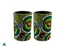 STUBBY COOLER X2 ABORIGINAL DESIGN - COLOURS OF THE RAINFOREST DESIGN - COLIN JONES