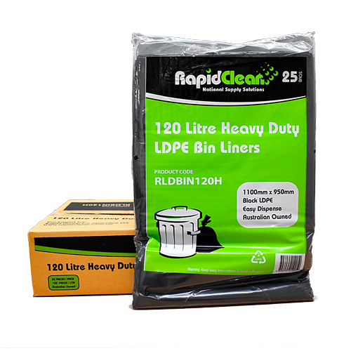 120ltr Heavy Duty Black Bin Liners 100’s
