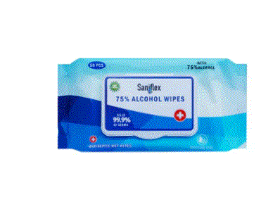 Saniflex 75% Alcohol Sanitary Wipes - 50 Pack