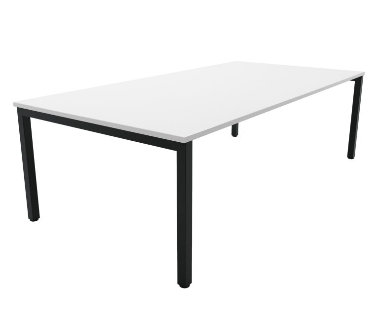 STRATA 2‑Leg Table with Top - 1200x600mm (White Top/Black Frame)