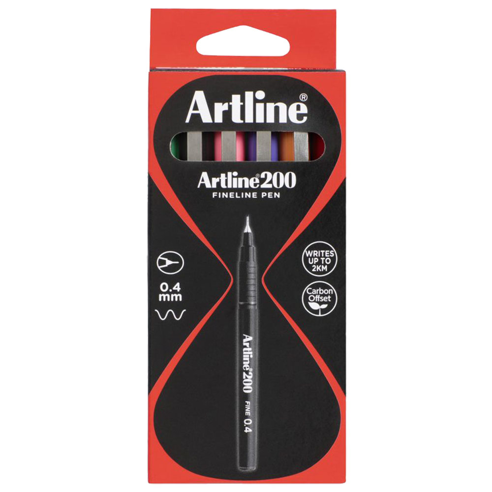 Artline 200 Fineliner Pen 0.4 mm – Assorted 8‑Colour Box of 12