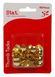 Stat Thumb Tacks – Gold Finish (Pack of 100)