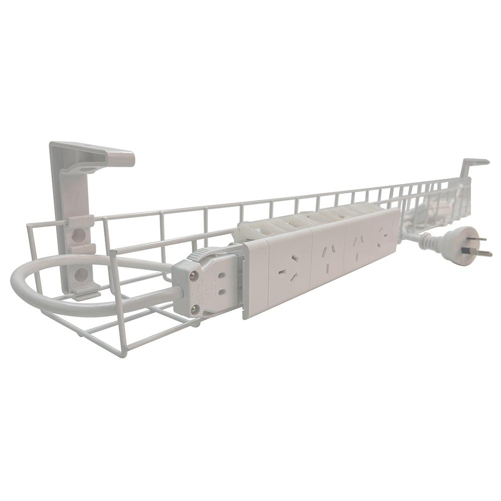 Single Tier Cable Basket 1500mm wide with Quad GPO + 1.5M Lead (White)