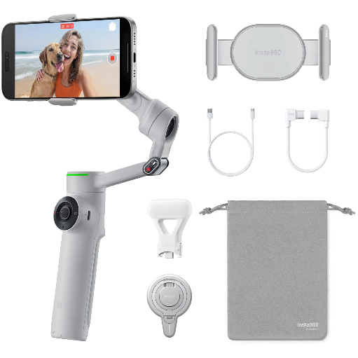 [795735] Insta360 Flow 2 Pro – AI Smartphone Gimbal Creator Bundle (Stone Gray)