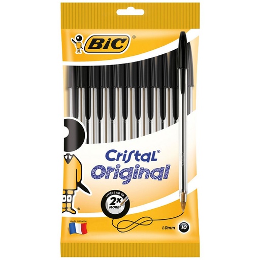 [BI103633BK] BIC Cristal Original Ballpoint Pens – Black, Medium Point (10-Pack)