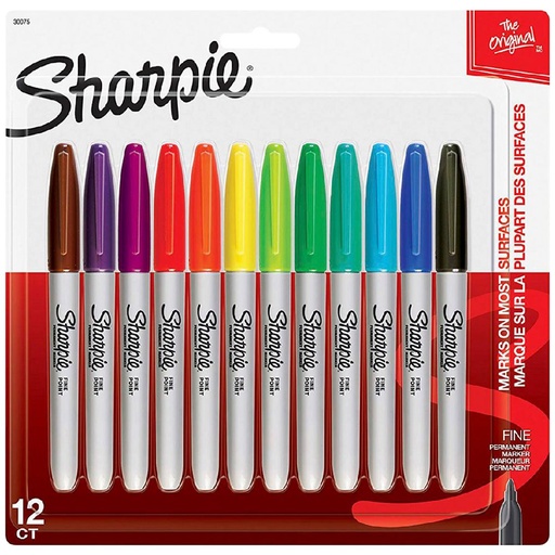 [SH30075PP] Sharpie Fine Permanent Markers Assorted 12 Pack
