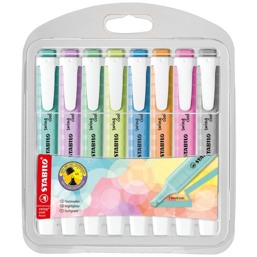 [ST50692PL] Stabilo Swing Cool Highlighters – Pastel 8 Pack