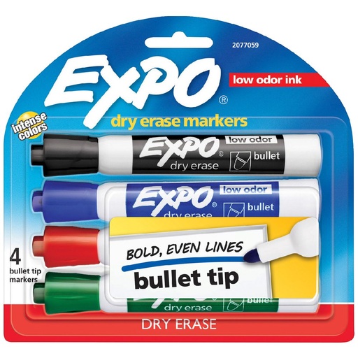 [EX2077059] Expo Whiteboard Markers – Bullet Tip, Business Assorted (4-Pack)