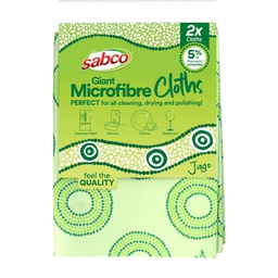 [SAB62126] SABCO JINGO GIANT MICROFIBRE CLOTHS 2PK