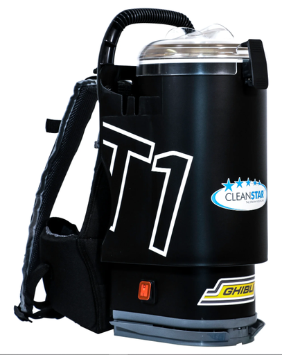 [T1v3-B-CLR] Cleanstar – Ghibli T1 Backpack Vacuum Cleaner - Version 3 - Black With Clear Lid (T1v3-B-Clr)