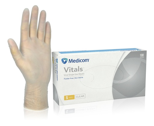 [VITUP1209B] Medicom - Vitals Vinyl - Powder Free Gloves (Small)