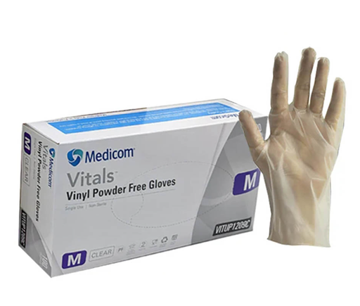 [VITUP1209C] Medicom - Vitals Vinyl Powder Free Gloves - Clear(Medium)