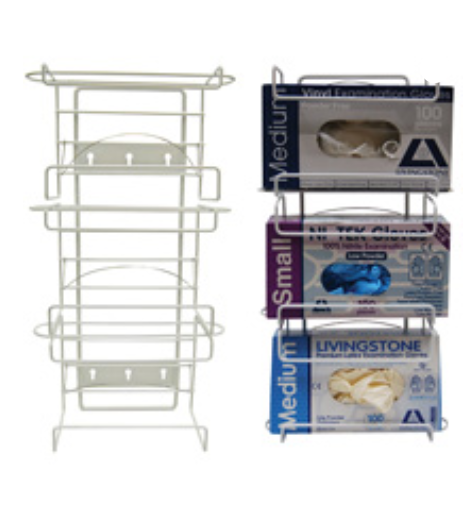 [ZSSGB008] ​Triple Gloves Box Holder Or Dispenser, Powder Coated Iron Wire, Inner Dimension 48(L) X 20(W) X 14(H) Cm, Each