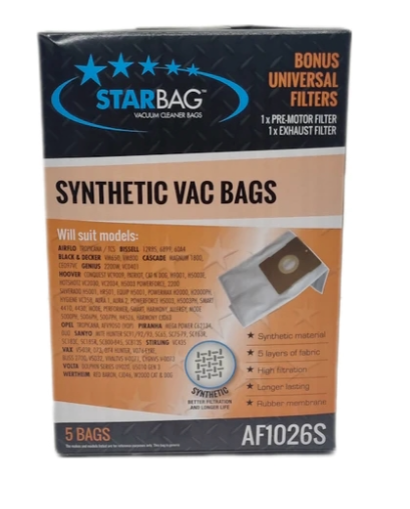 [AF1026S] Cleanstar - Vac Bag 5pk Synthetic -Hoover Conq