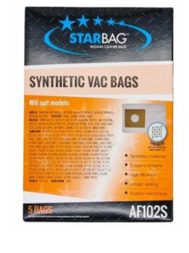 [AF102S] CLEANSTAR - VAC BAG 5PK SYNTHETIC HOOVER 4000X