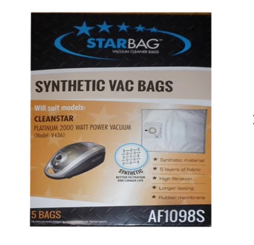 [AF1098S] Cleanstar - 5pk Vac Bag Suits Cleanstar V436 Platinum