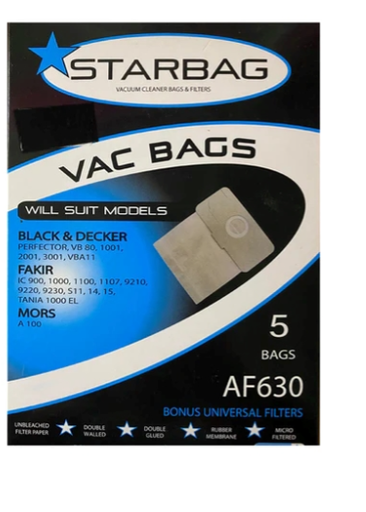[AF630] Cleanstar -Vacbag 5pk B&D Perfector(Vs187)