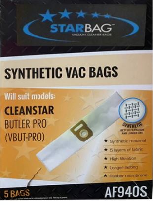 [.AF940S] Cleanstar - 5pk Synthetic Vac Bag Butler Pro