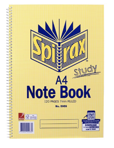Spirax 595 Spiral Notebook A4 – 120 Pages (Pack of 10)