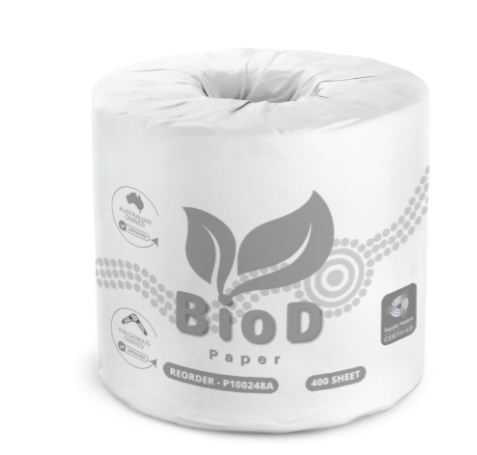 [P100248A] (Indigenous Owned) Biod - Executive Conventional Toilet Rolls 2ply 400sheet X 48 11cmx10cm