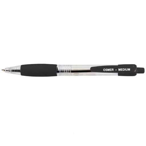 [PNO0035] Osmer Retractable Ballpoint Pen Medium Black – Box of 12 (ShopBag)